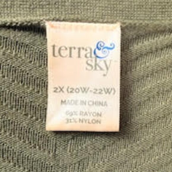 Terra & Sky Olive Green Open Front Longline Cardigan Sweater Women’s Plus 2X - Picture 8 of 10